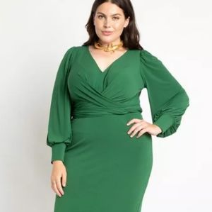Eloquii Green Cross Front Midi Dress size 18